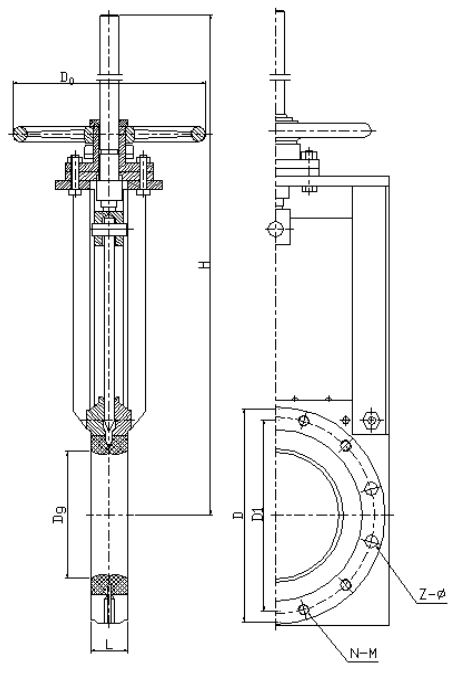 對夾式無隙閘閥結(jié)構(gòu)示意圖