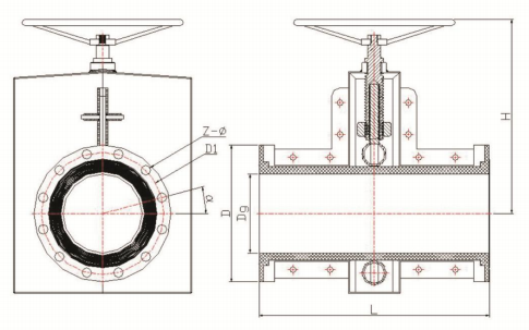 手動(dòng)裸式管夾閥結(jié)構(gòu)圖