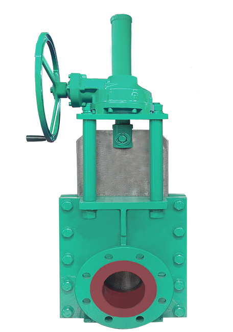 傘齒輪組合式穿透礦漿刀閘閥 