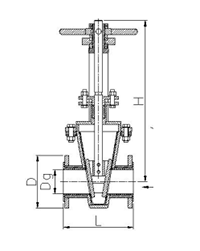 手動襯膠閘板閥結構圖