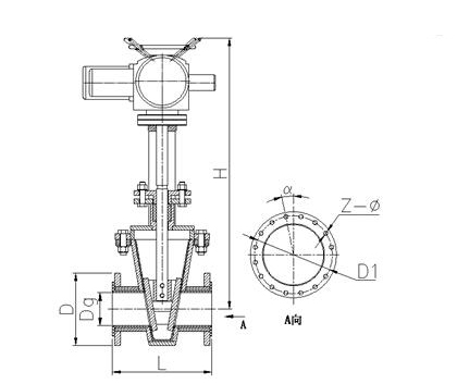 襯膠閘板閥結(jié)構(gòu)示意圖