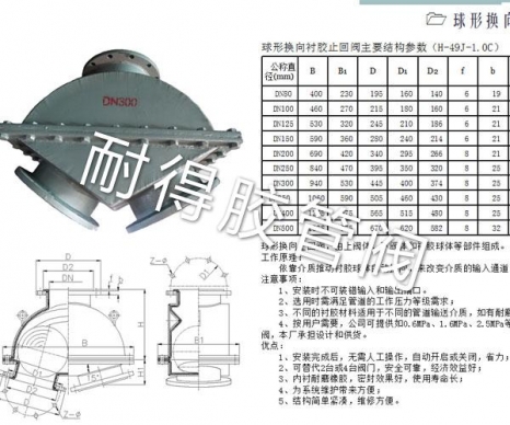 球形換向襯膠止回閥